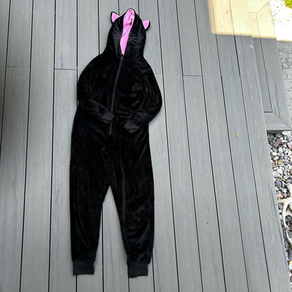 Worn Once Black and Pink Cat Onesie